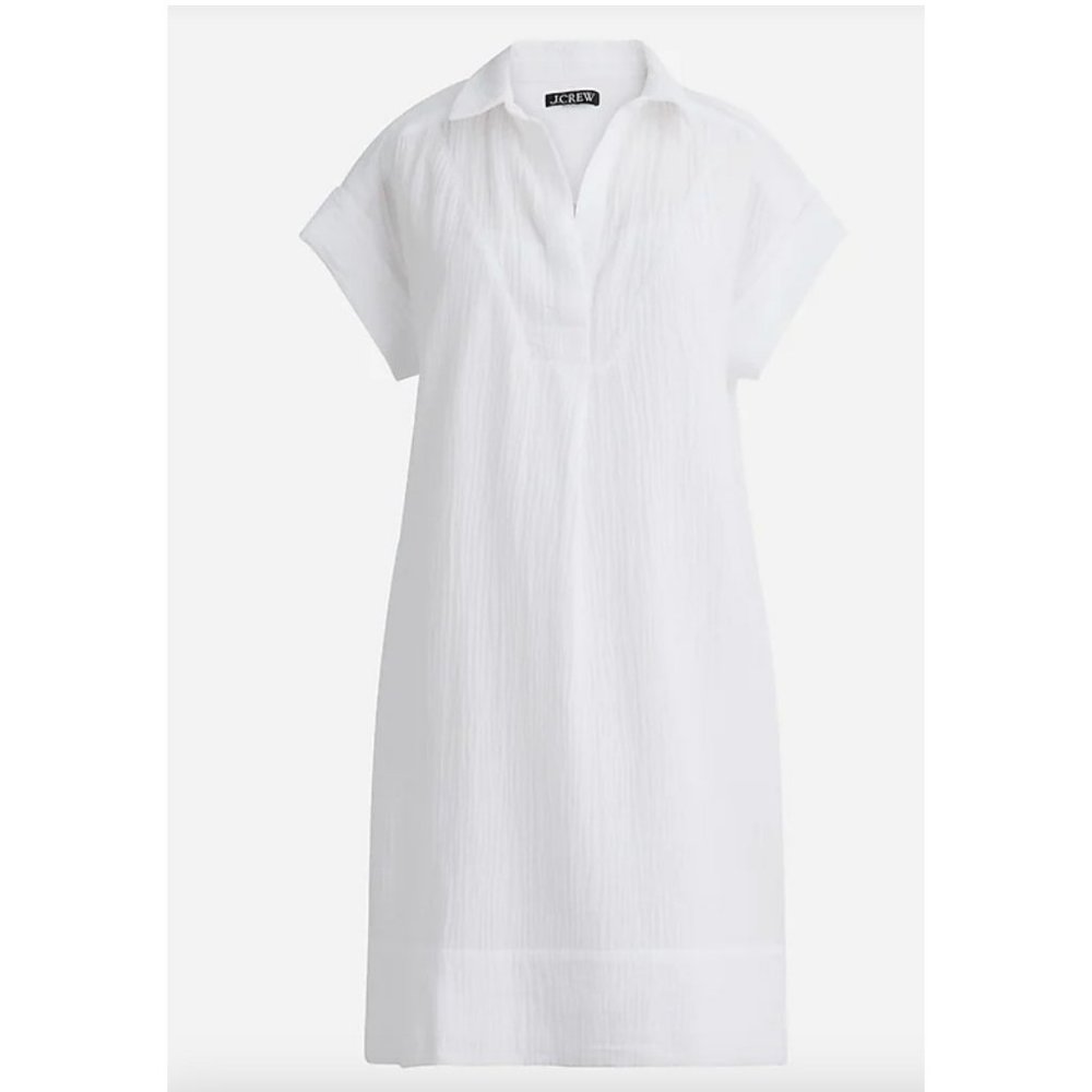 J.Crew $118 Petite V-Neck Shirtdress In Soft Gauze White Size PXS BP865